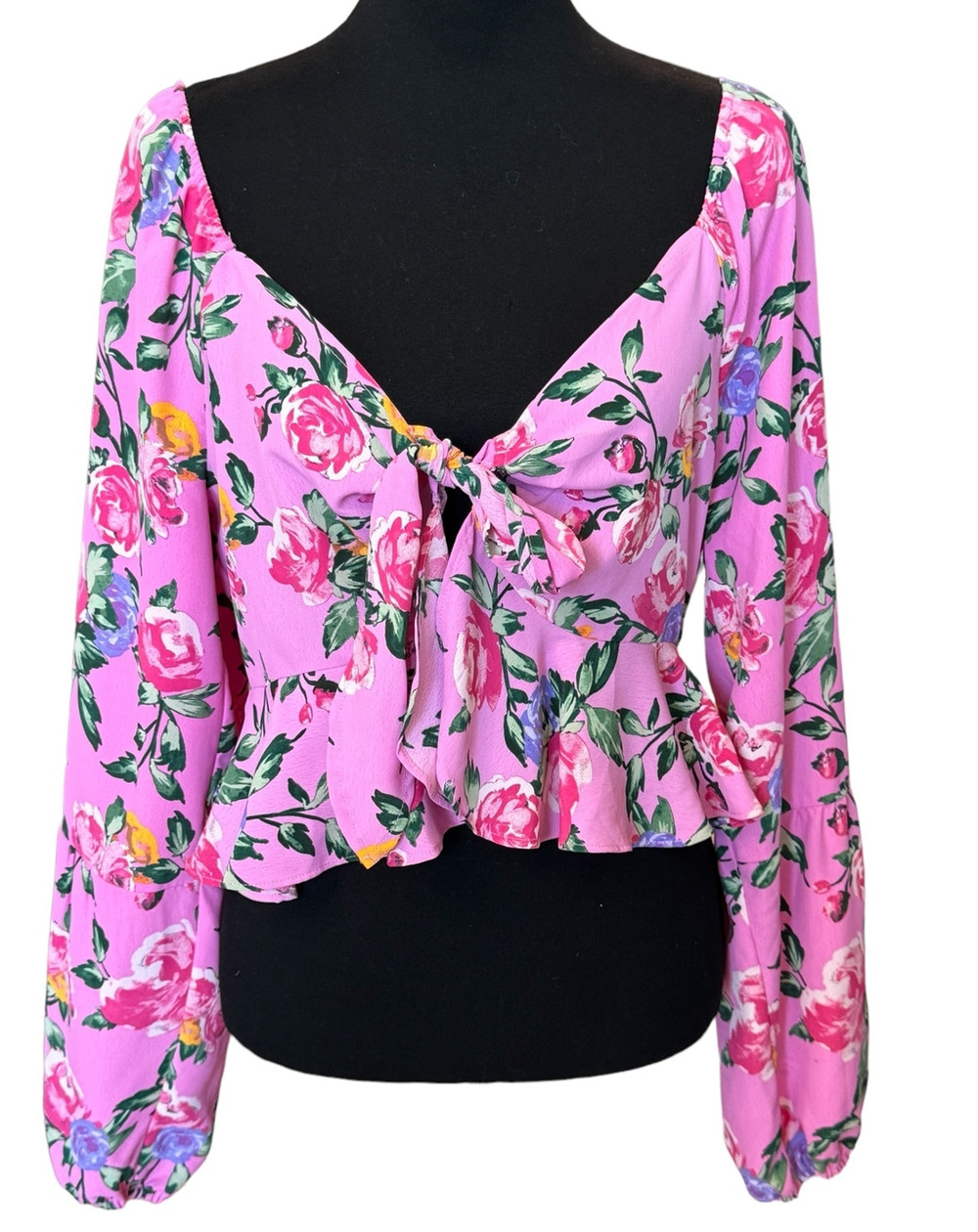 NEW VERO MODA ~  Nya Print Crop Peplum Top Size L